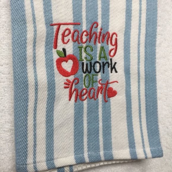 Teacher gift from student - Kitchen towel for teacher - Embroidered tea towel - Picture 1 of 6